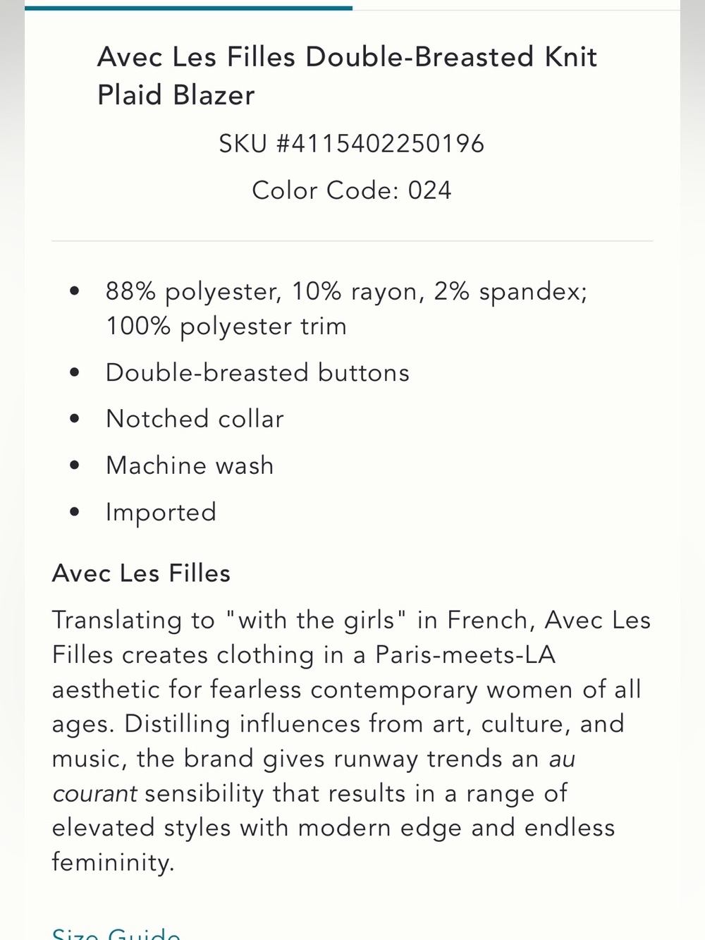 Anthropologie | Avec Les Filles Brown Double Breasted Knit Plaid Blazer Small - Picture 12 of 12